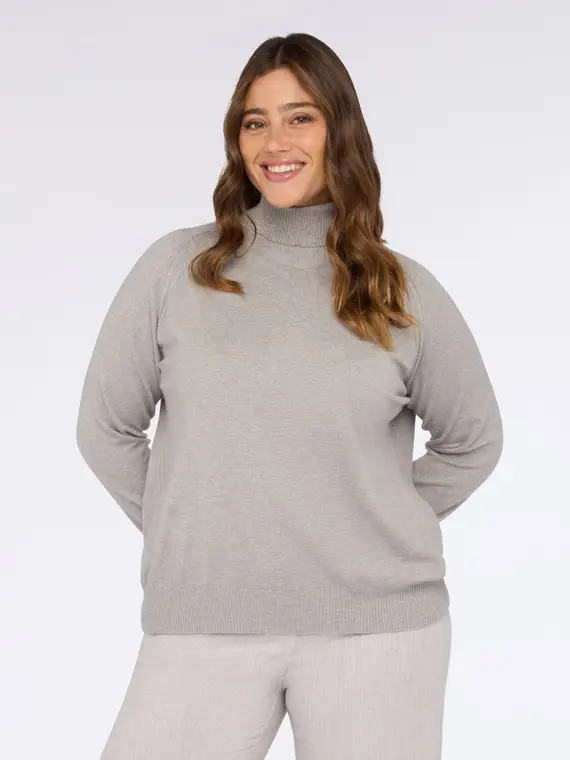 Maglia dolcevita misto viscosa Donna, Grigio