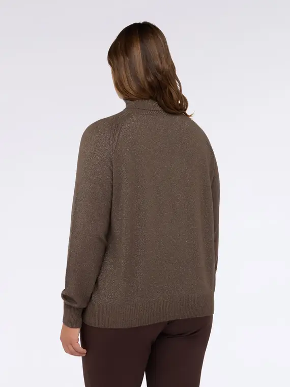 Maglia dolcevita misto viscosa Donna, Marrone miniatura 2