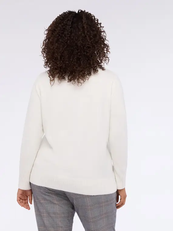 Maglia girocollo con catena metallica Donna, Bianco (56-58 IT) miniatura 2