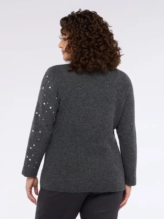 Maglia girocollo con paillettes all over Donna, Grigio (52-54 IT) miniatura 3