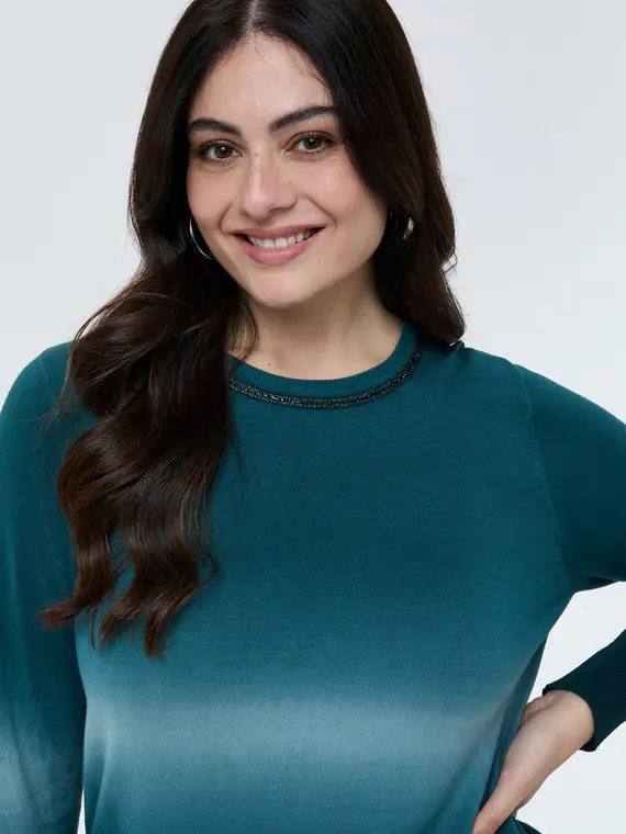 Maglia girocollo con sfumatura Donna, Ottanio (56-58 IT) miniatura 3