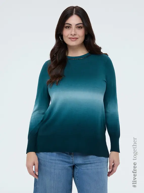 Maglia girocollo con sfumatura Donna, Ottanio (56-58 IT)