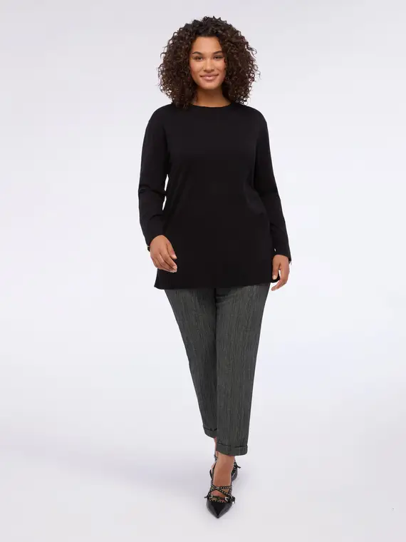 Maglia girocollo con zip decorative Donna, (56-58 IT)