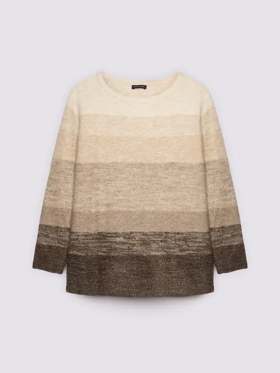 Maglia girocollo effetto degradè Donna, Beige (56-58 IT)