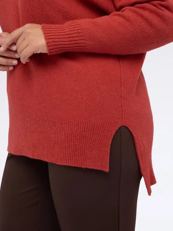 Maglia girocollo in misto viscosa Donna, Arancione miniatura 3