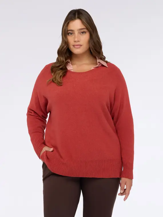 Maglia girocollo in misto viscosa Donna, Arancione
