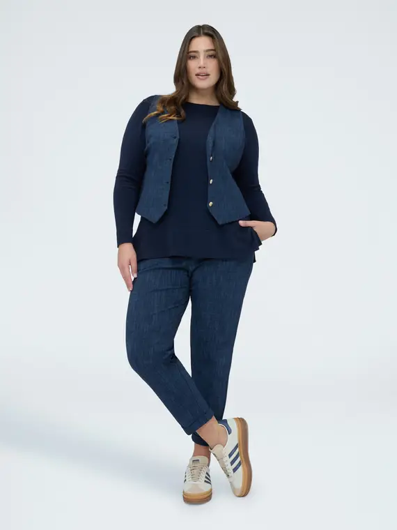 Maglia girocollo in misto viscosa Donna, Blu (60-62 IT) miniatura 3