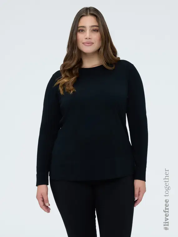 Maglia girocollo in misto viscosa Donna, Nero (48-50 IT)