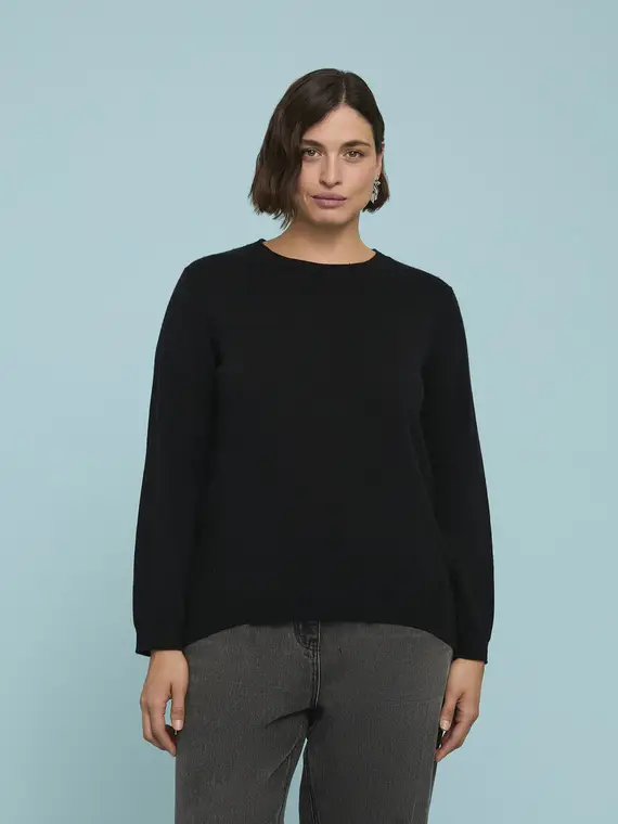 Maglia girocollo in misto viscosa Donna, Nero (60-62 IT)