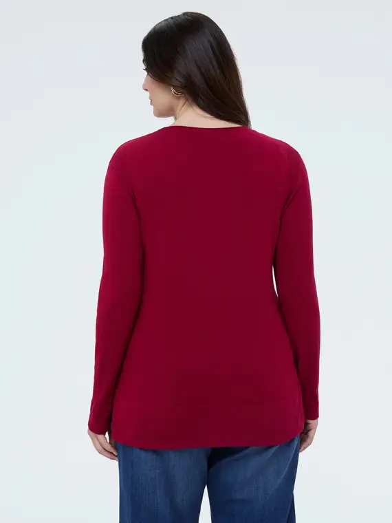Maglia girocollo in misto viscosa Donna, Rosso (44-46 IT) miniatura 2