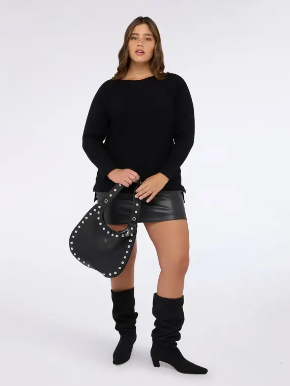 Maglia in misto viscosa con scollo a barchetta Donna