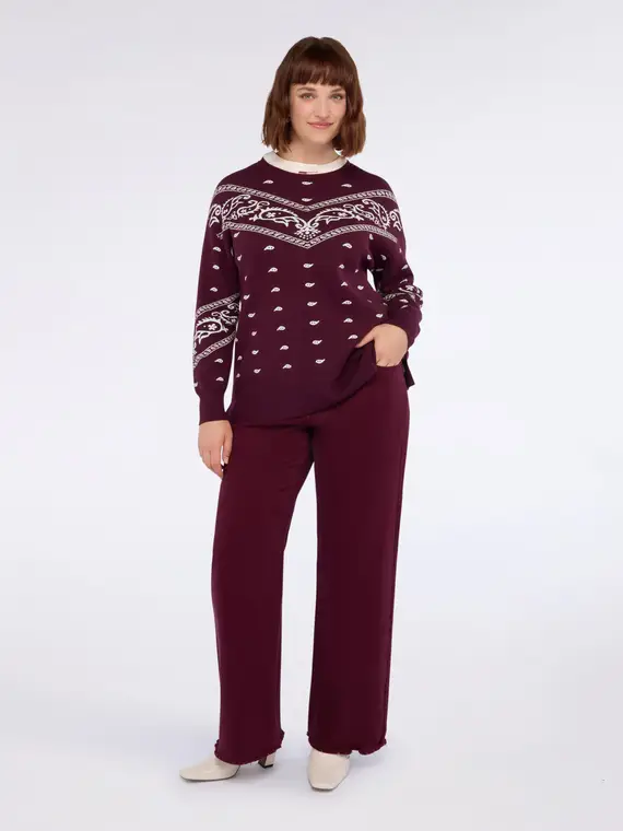 Maglia jacquard con motivo bandana Donna, Bordeaux (44-46 IT) miniatura 3