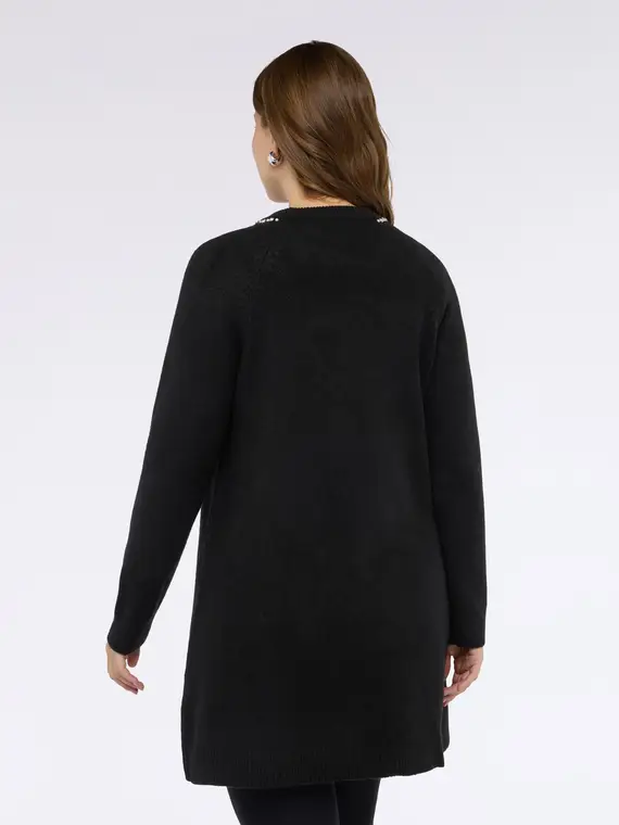 Maglia lunga con applicazioni luminose Donna, Nero (60-62 IT) miniatura 2