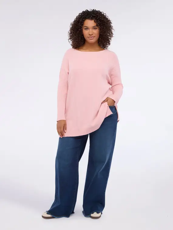 Maglia lunga con scollo a barchetta Donna