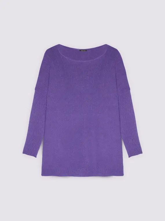 Maglia lunga con scollo a barchetta Donna, Viola