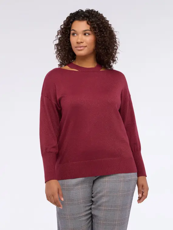 Maglia lurex con dettagli cut out Donna, Bordeaux (44-46 IT) miniatura 3