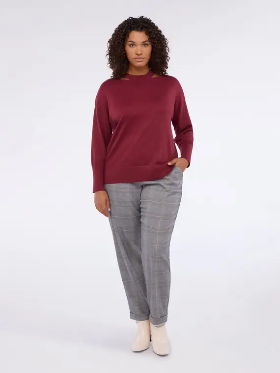 Maglia lurex con dettagli cut out Donna, Bordeaux (44-46 IT)