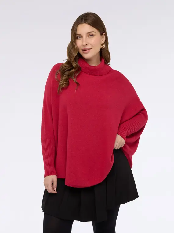 Maglia poncho dolcevita in maglia misto viscosa Donna miniatura 3