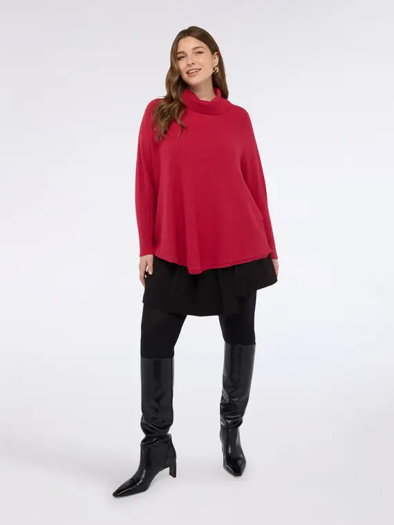 Maglia poncho dolcevita in maglia misto viscosa Donna