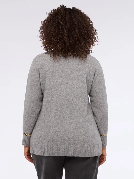 Maglia scollo a V con dettagli catena Donna, (52-54 IT) miniatura 2