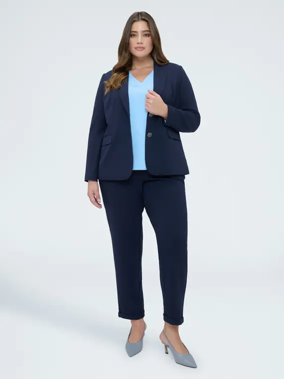 Maglia scollo a V in misto viscosa Donna, Azzurro miniatura 3