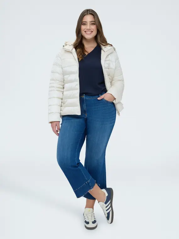 Maglia scollo a V in misto viscosa Donna, Blu miniatura 3