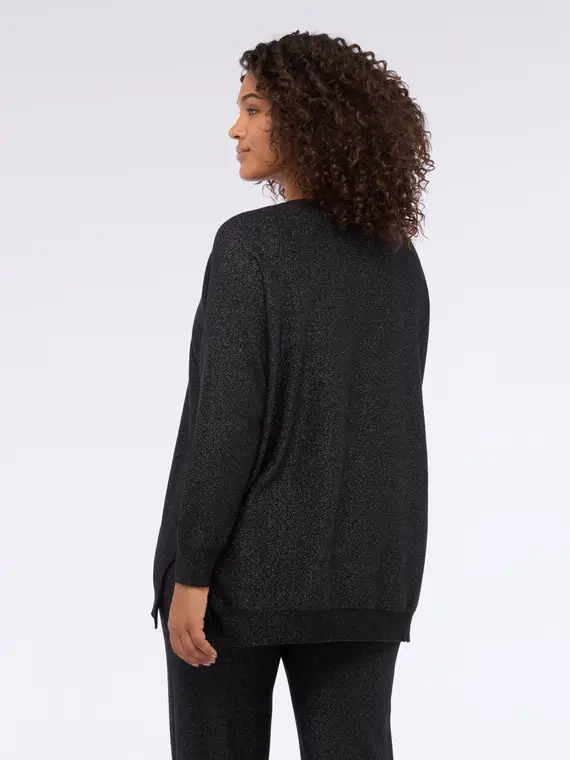 Maglia scollo a V in tessuto laminato Donna miniatura 2