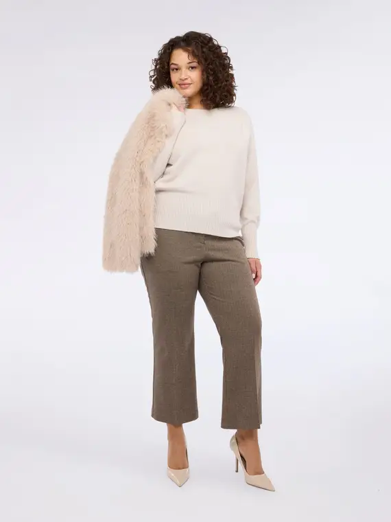 Maglia scollo barchetta con micro paillettes Donna, Bianco