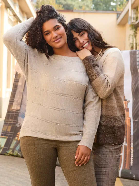 Maglia traforata con applicazioni luminose Donna, (48-50 IT)