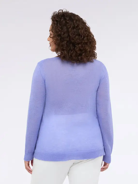 Maglia traforata con motivo geometrico Donna, Viola (44-46 IT) miniatura 2