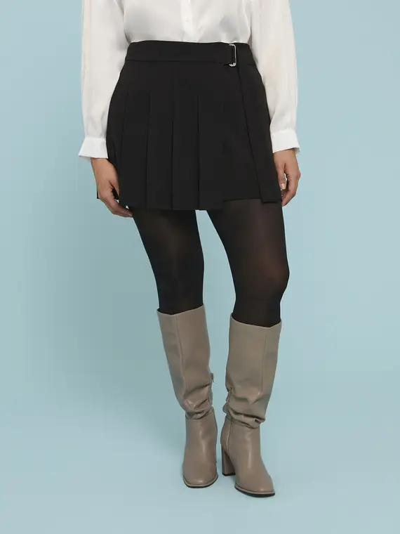 Minigonna a pieghe Donna, Nero (44 IT)