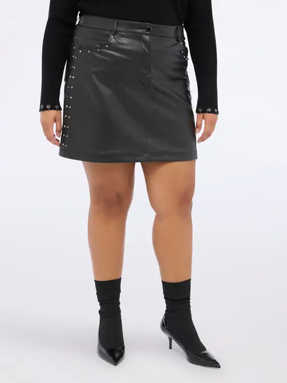 Minigonna con borchie Donna, Nero (44-46 IT)