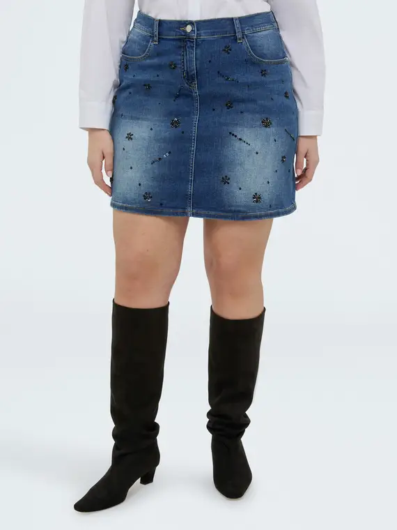 Minigonna in denim con applicazioni Donna, Blu (46 IT) miniatura 3