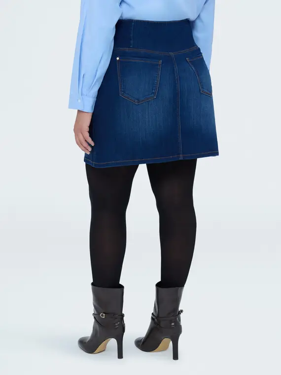 Minigonna in denim linea ad A Donna, Blu (56 IT) miniatura 2