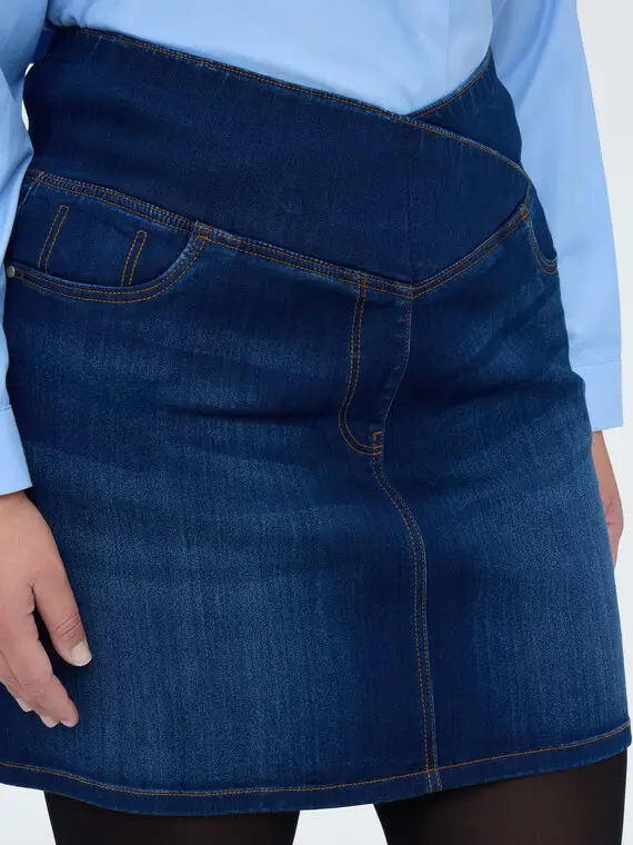 Minigonna in denim linea ad A Donna, Blu (56 IT) miniatura 3