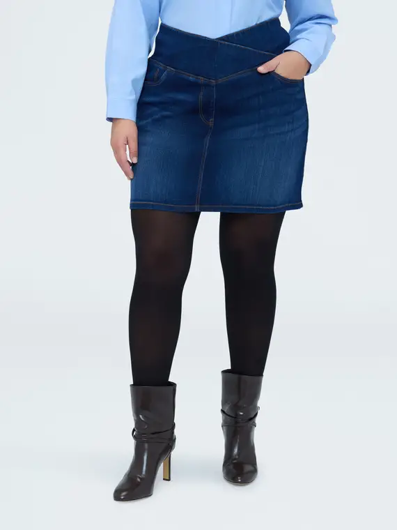 Minigonna in denim linea ad A Donna, Blu (56 IT)