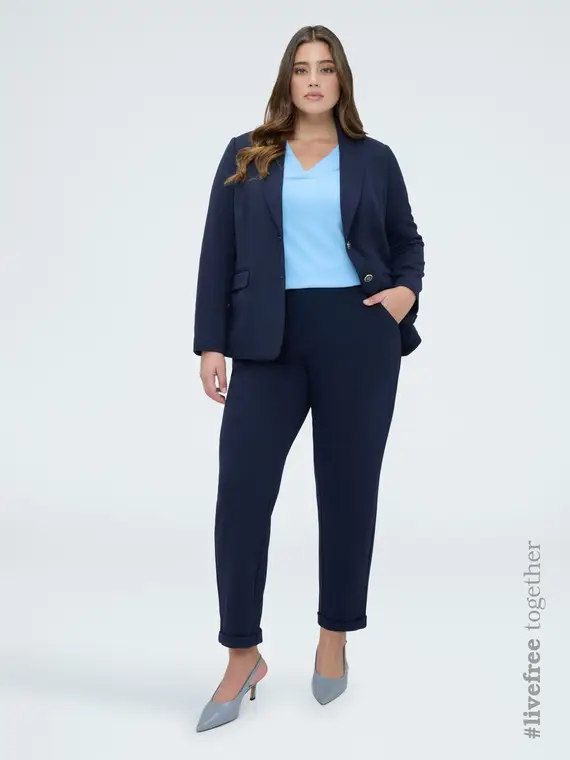 Pantaloni Ballon in tessuto stretch Donna, Blu (48-50 IT)