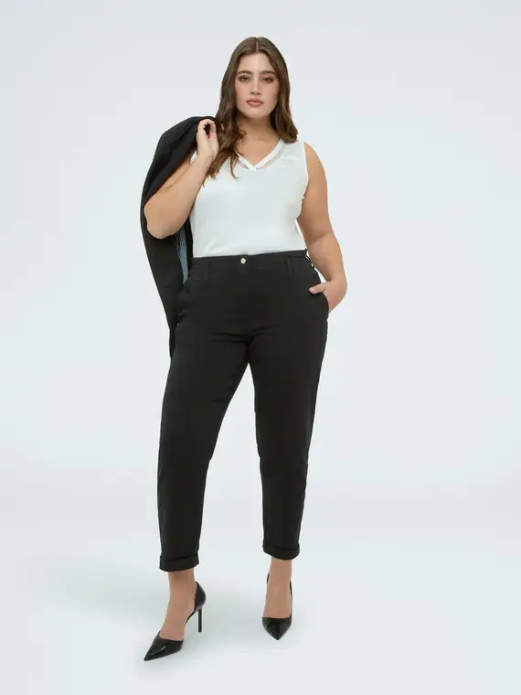 Pantaloni Balloon in cotone Donna, Nero (52 IT) miniatura 3