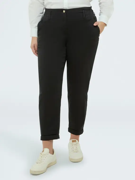 Pantaloni Balloon in cotone Donna, Nero (52 IT)