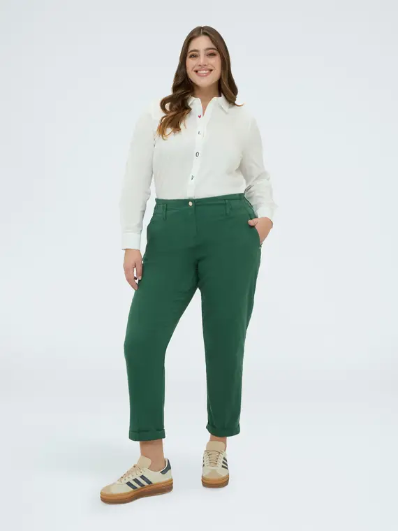 Pantaloni Balloon in cotone Donna, Verde (50 IT)