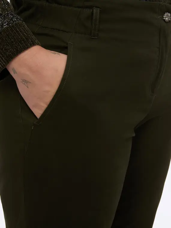 Pantaloni Balloon in cotone Donna, Verde militare (58 IT) miniatura 2