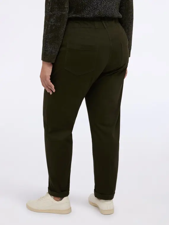 Pantaloni Balloon in cotone Donna, Verde militare (58 IT) miniatura 3
