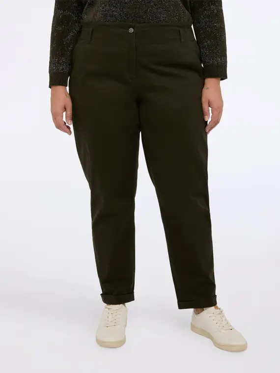 Pantaloni Balloon in cotone Donna, Verde militare (58 IT)