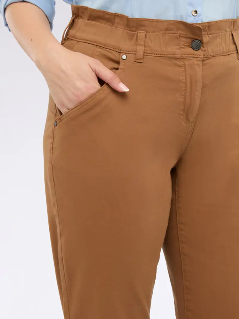 Fiorella Rubino - Pantaloni balloon in misto cotone Donna, Marrone Taglia: 39 (48 IT) miniatura 3