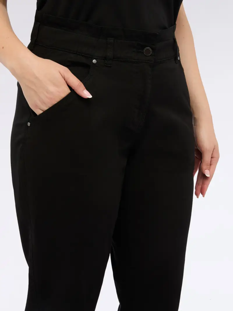 Fiorella Rubino - Pantaloni balloon in misto cotone Donna, Nero Taglia: 49 (58 IT) miniatura 3