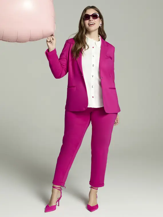 Pantaloni Balloon in Punto Milano Donna, Fucsia (56-58 IT)