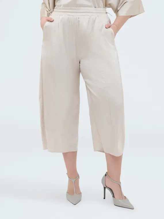 Pantaloni Balloon in raso stretch Donna, Bianco