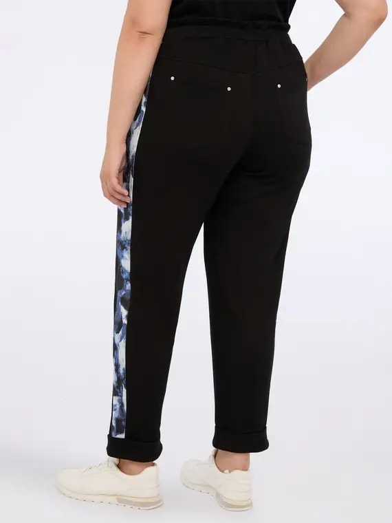 Pantaloni balloon in tessuto scuba con bande laterali Donna, Nero (44-46 IT) miniatura 2