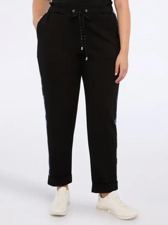 Pantaloni balloon in tessuto scuba con bande laterali Donna, Nero (44-46 IT) miniatura 3