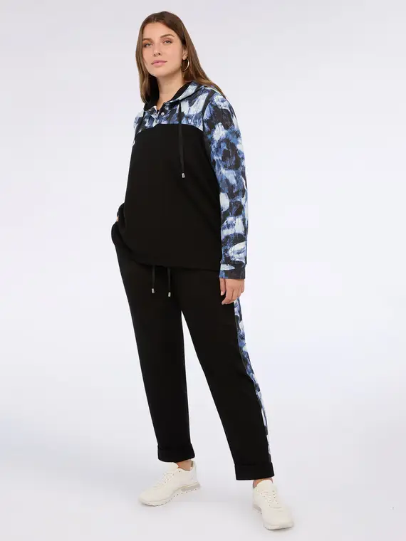 Pantaloni balloon in tessuto scuba con bande laterali Donna, Nero (44-46 IT)